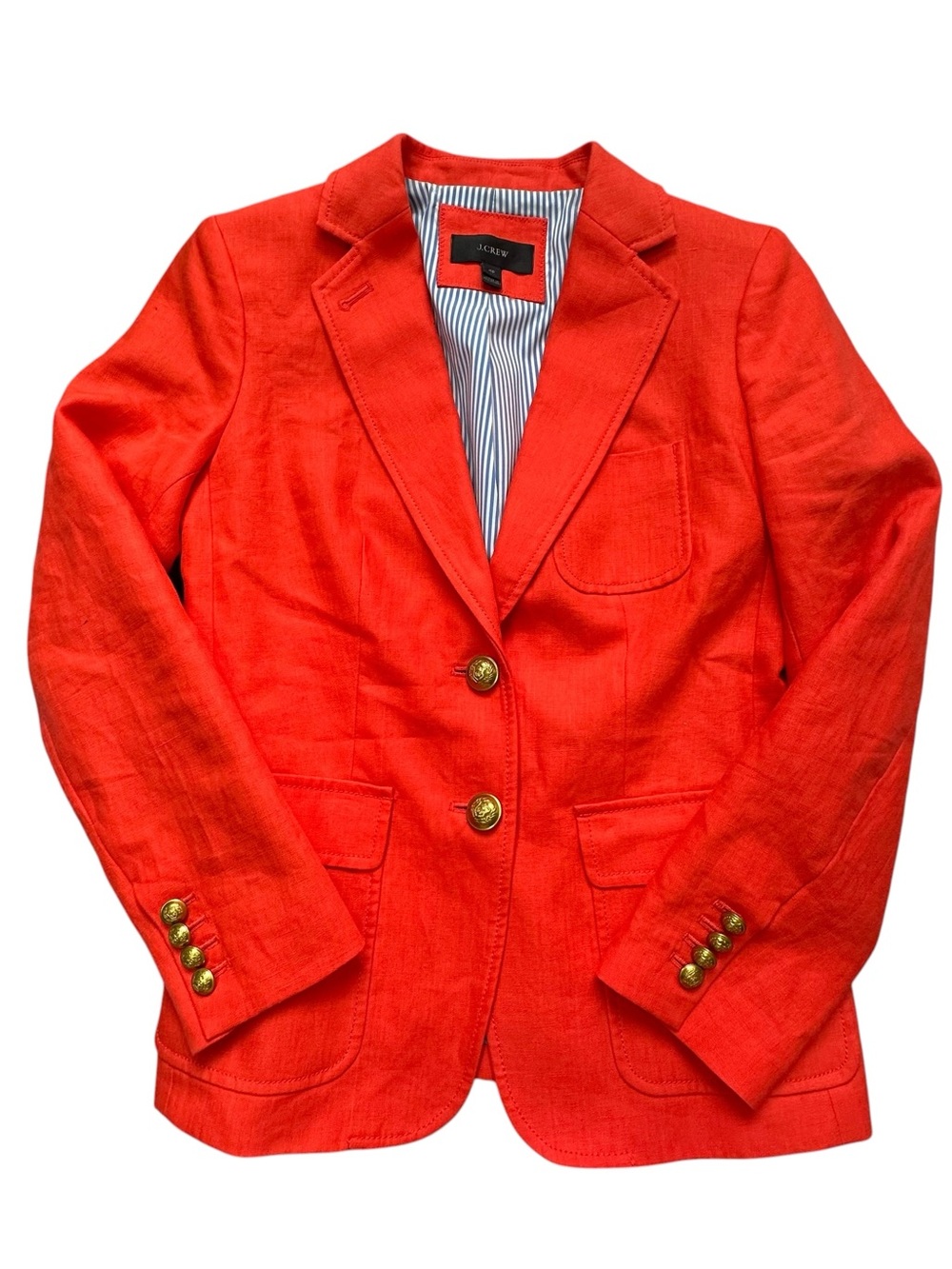J.Crew Rhodes Linen Blazer Red Orange Gold Button Preppy Office Acadamia 4P - Picture 5 of 11